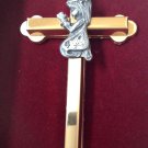 First Holy Communion Wall Cross Crucifix Girl Silhouette Pewter Brass New in Box