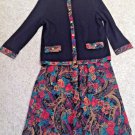 Alfred Dunner Womens Floral Skirt & Black Top Outfit  Size 12 Vintage