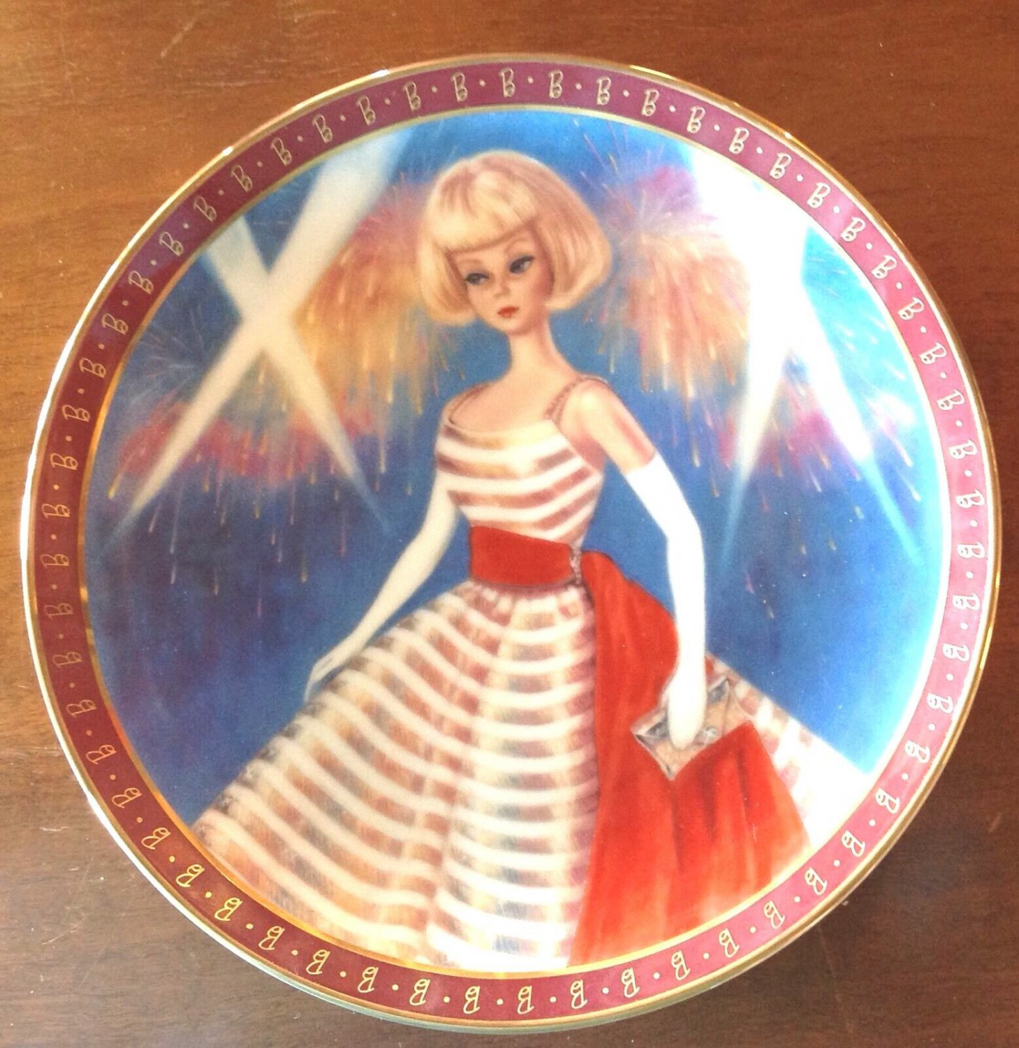 Mattel Danbury Mint Barbie Doll Collector Plate1965 American Girl Holiday Dance