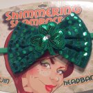 St Patricks Day Ladies Green Sequin Hair Bow Headband Shamrock Clover St Patricks Day Ladies Green Sequin Hair Bow Headband Shamrock Clover
