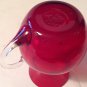 Vintage Ruby Red Pitcher Glass W/Applied Clear Handle