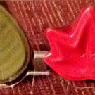 Salt & Pepper Shakers Autumn Fall Leaves Red Maple Green Leaf Porcelain