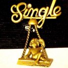 Single Life Gold Tone Pin Brooch Girl on a Swing
