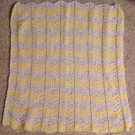 Hand Made Crochet Baby Infant Security Blanket Lovey Yellow White 26"