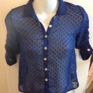 Self Esteem Girls Size 6 Blue Lace Back Blouse Shimmery Faceted Buttons Self Esteem Girls Size 6 Blue Lace Back Blouse Shimmery Faceted Buttons
