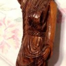 Statue Carved Wood European Woman Holding Jug on Head Figurine Vintage