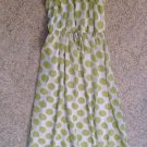 Girls Size 6-6X Ankle Length Sun Dress White Green Polka Dot Pattern