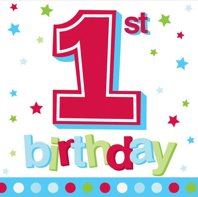 Blue Dots 1st Birthday Luncheon Napkins