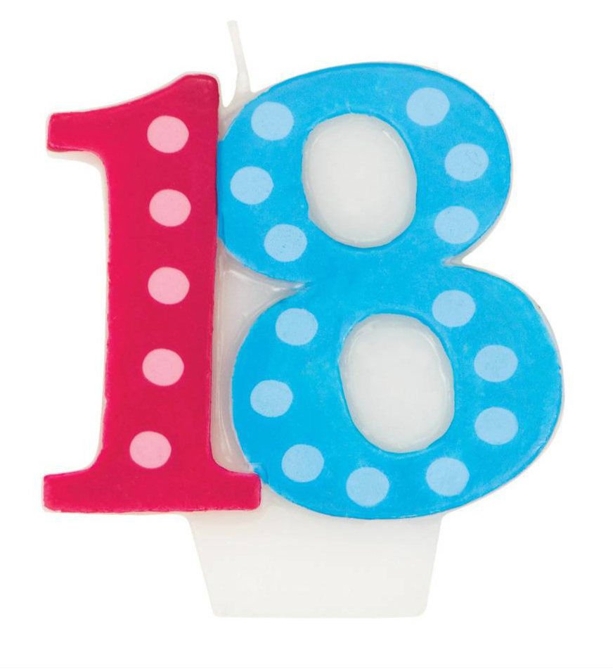 Bright & Bold 18th Birthday Candle - Party Supplies