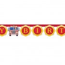 Flaming Fire Truck Happy Birthday Banner