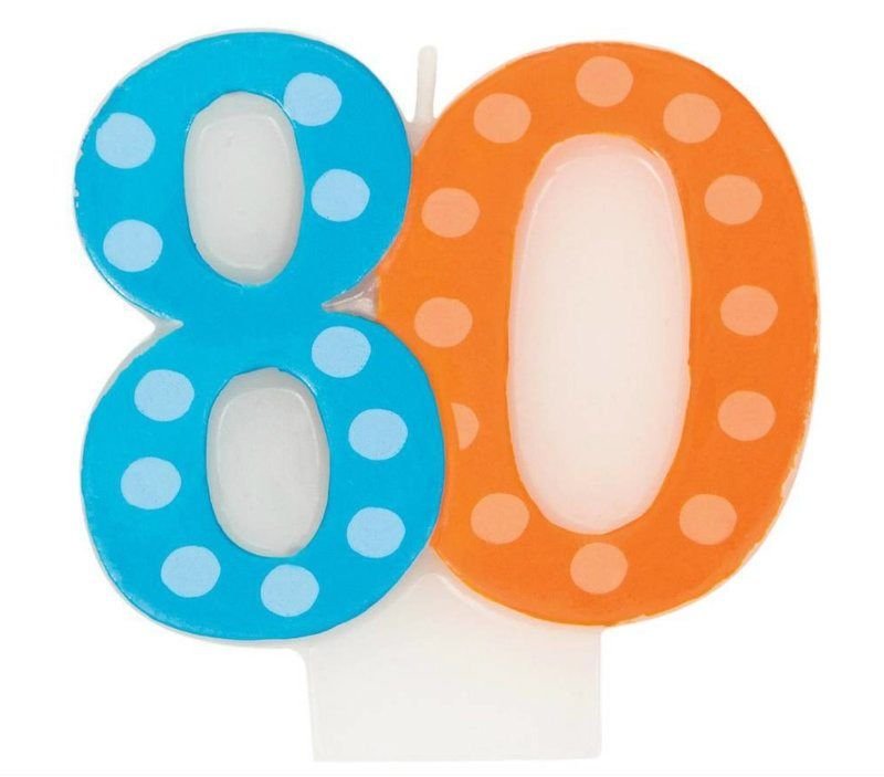 Bright & Bold 80th Birthday Candle - Party Supplies