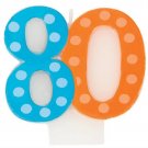 Bright & Bold 80th Birthday Candle - Party Supplies
