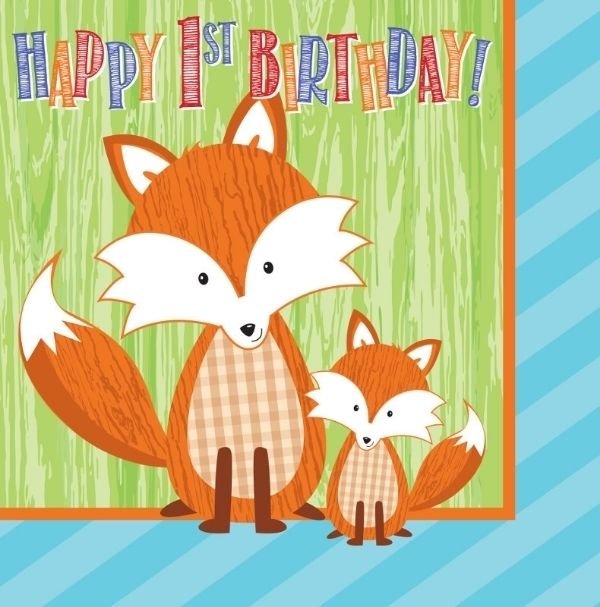 Forest Fox 1st Birthday Lunch Napkins (16)