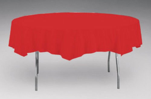 Red Plastic Table Cover - ROUND