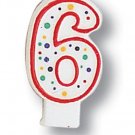 Polka Dot Number 6 Candle - Birthday Party Supplies