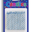Blue and White Striped Birthday Candles (24) - Party Supplies