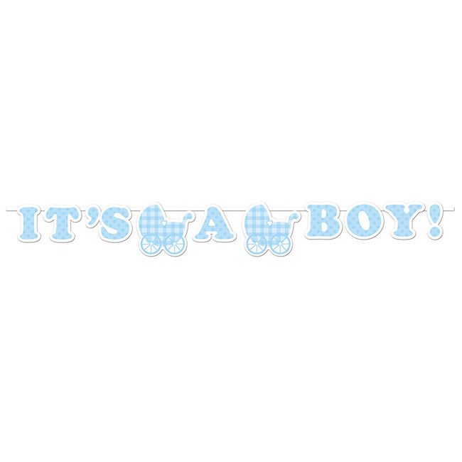 It's a Boy Gingham Ribbon Party Banner - Baby Shower Party Supplies