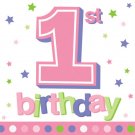 Pink Dots 1st Birthday Luncheon Napkins - Party Supplies