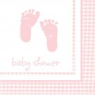 Baby Girl Footprints Beverage Napkins
