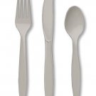 24 Piece Silver Premium Plastic Forks, Spoons, Knives Cutlery - 8 ea
