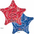 18" Red & Blue Paisley Bandana Star Balloon
