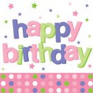 Pink Dots Happy Birthday Beverage Napkins