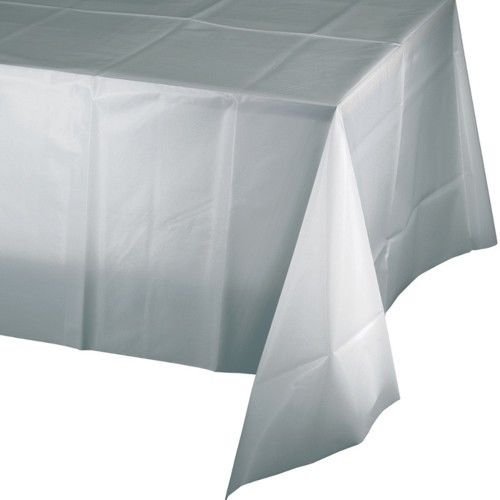 Silver Plastic Table Cover - Birthday Party Supplies