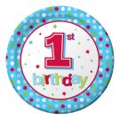 Blue Dots 1st Birthday Dinner Plates