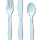 24 Piece Light Blue Premium Plastic Forks, Spoons, Knives Cutlery  - 8 ea