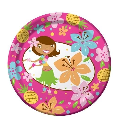 Pink Luau Fun Dessert Plates