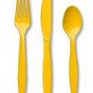 24 Piece Yellow Premium Plastic Forks, Spoons, Knives Cutlery  - 8 ea