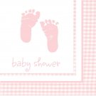 Baby Girl Footprints Luncheon Napkins