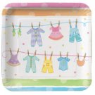 Baby Clothes Shower Party Dinner Plates (8) - Party Supplies