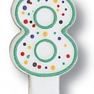 Polka Dot Number 8 Candle - Birthday Party Supplies