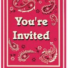 Classic Bandanna Invitations (8) - Western Themed Party Supplies