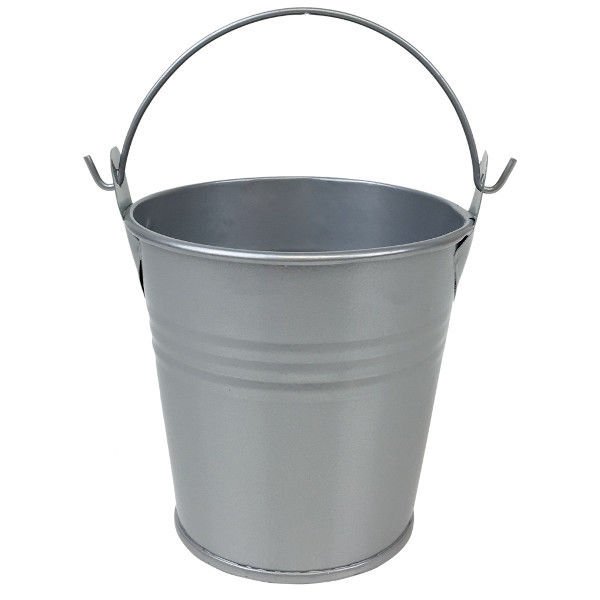 SILVER Mini Tin Pail Bucket Party Favor (12) - Party Supplies