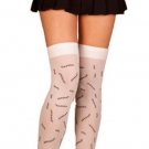 White Opaque Thigh Hi with Stitches - Elegant Moments 1867 - Halloween Costume