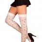 White Opaque Thigh Hi with Stitches - Elegant Moments 1867 - Halloween Costume
