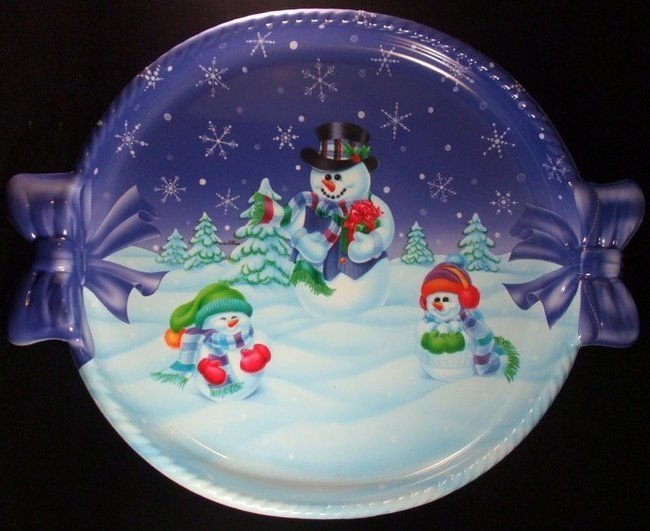 Snowman Party Bow Tray