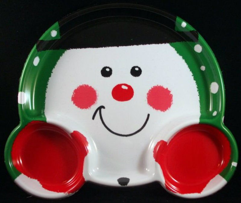 Snowman Divided Snack Tray