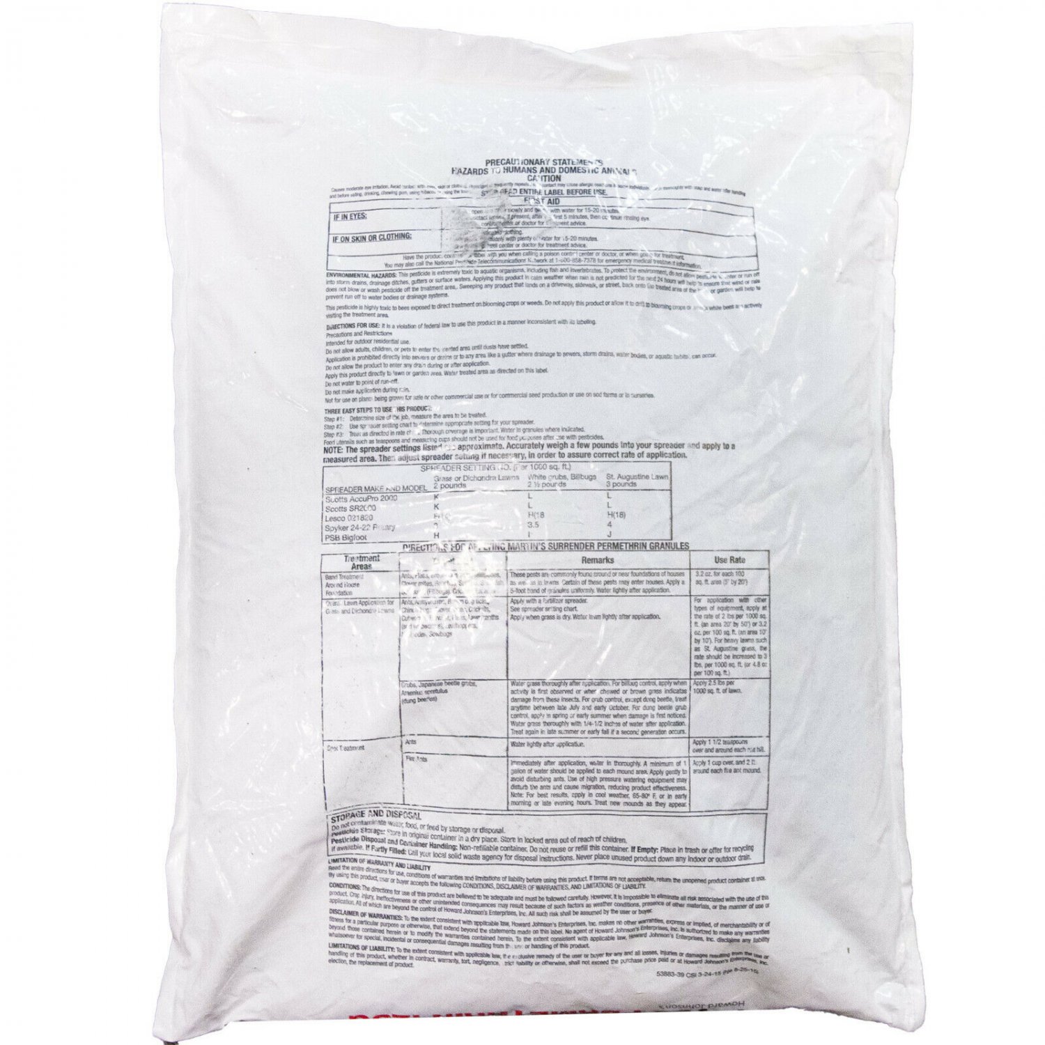 Permethrin Insecticide Granules 25 lbs Grub Insect Killer Treats 12,500