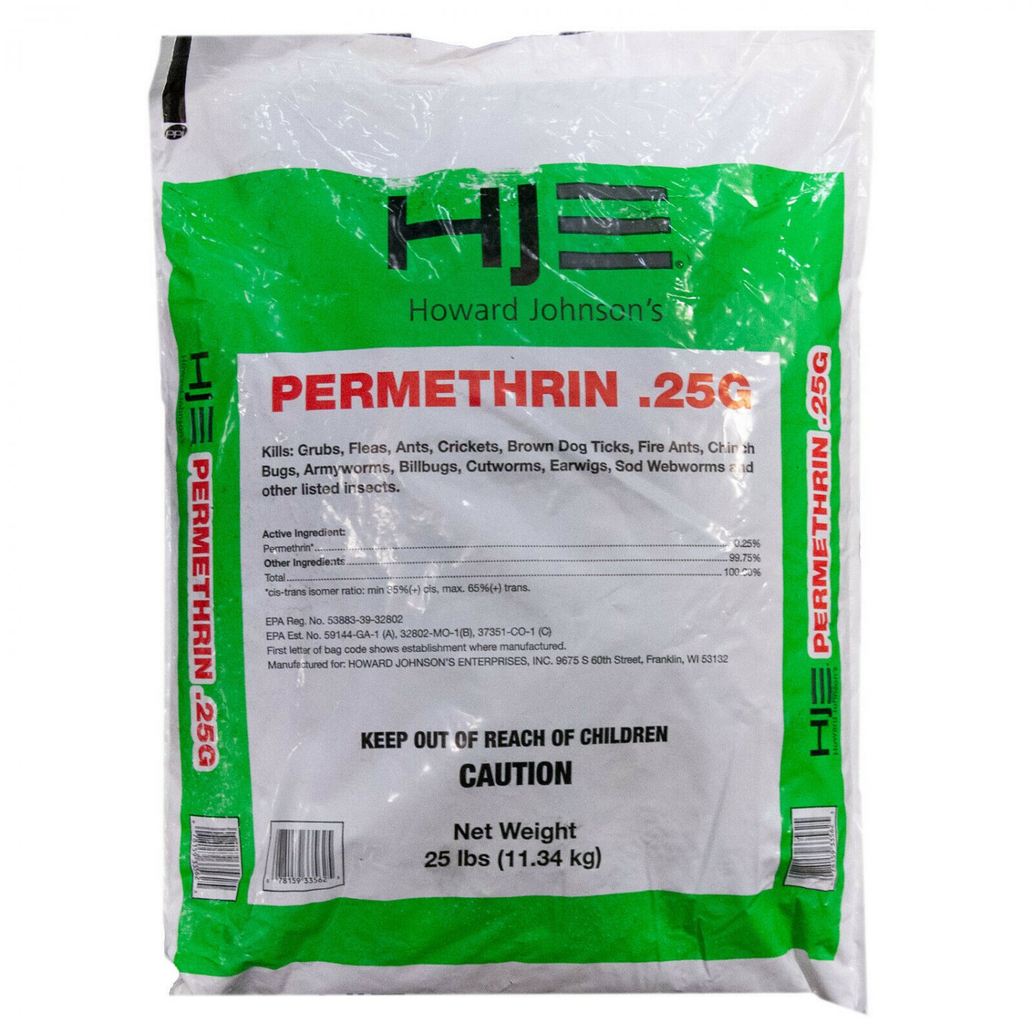 Permethrin Insecticide Granules 25 lbs Grub Insect Killer Treats 12,500