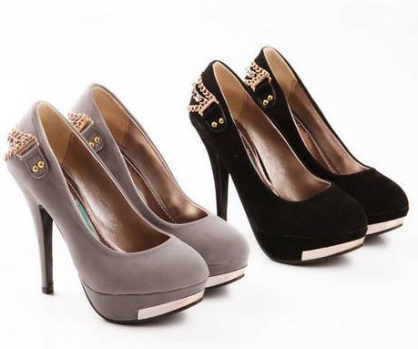 black and gray high heels