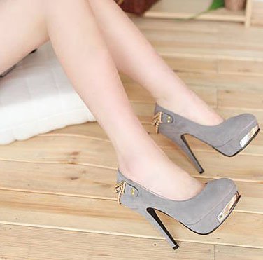 black and gray high heels