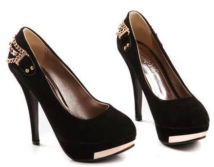 black and gray high heels