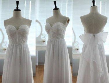 Custom Made Sweet Heart Wedding Dresses Lovely Bridal Gown with bowknot