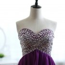 Custom Purple Chiffon Bridesmaid dress Prom Dress Strapless Sweetheart Beading Dress Short Dress