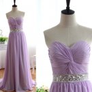 Custom Lavender Bridesmaid dress Strapless Sweetheart  with Beading Sash Dress
