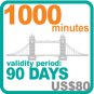 1000 minutes for US$80, validity period: 90 days