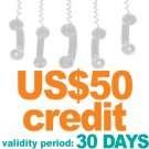 Virtual PIN with US$50 credit amount  validity: 30 days
